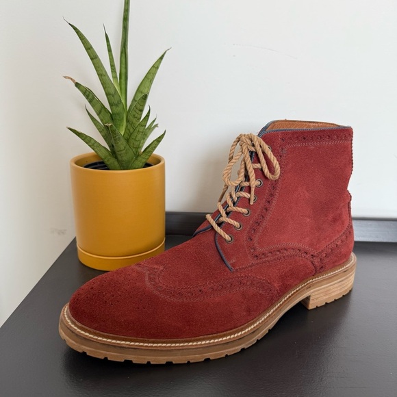 Without Prejudice London burgundy suede wingtip lace up boots - 42 (US 8.5 - 9) - Picture 3 of 6